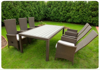 Садовая мебель из ротанга Lavras-205 (стол и 6 стульев с регулируемой спинкой)