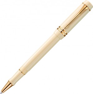 Ручка-роллер Parker Duofold Historical Colors International T74, цвет: слоновая кость (White Ivorine GT)